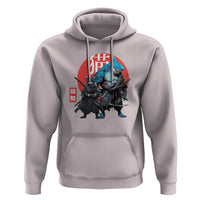 Samurai Cat Shark Hoodie Retro Japanese Animal Warrior Art - Wonder Print Shop