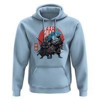 Samurai Cat Shark Hoodie Retro Japanese Animal Warrior Art - Wonder Print Shop