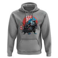 Samurai Cat Shark Hoodie Retro Japanese Animal Warrior Art - Wonder Print Shop