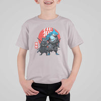 Samurai Cat Shark T Shirt For Kid Retro Japanese Animal Warrior Art - Wonder Print Shop