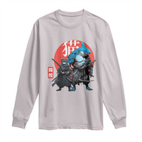 Samurai Cat Shark Long Sleeve Shirt Retro Japanese Animal Warrior Art - Wonder Print Shop