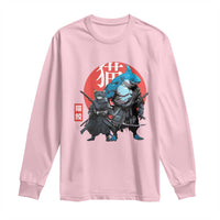 Samurai Cat Shark Long Sleeve Shirt Retro Japanese Animal Warrior Art - Wonder Print Shop