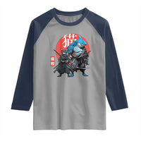 Samurai Cat Shark Raglan Shirt Retro Japanese Animal Warrior Art - Wonder Print Shop