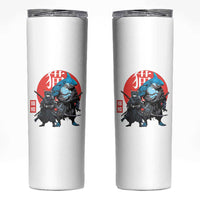 Samurai Cat Shark Skinny Tumbler Retro Japanese Animal Warrior Art