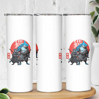 Samurai Cat Shark Skinny Tumbler Retro Japanese Animal Warrior Art