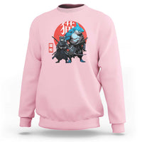 Samurai Cat Shark Sweatshirt Retro Japanese Animal Warrior Art - Wonder Print Shop