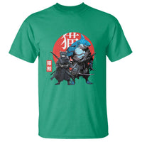 Samurai Cat Shark T Shirt Retro Japanese Animal Warrior Art - Wonder Print Shop