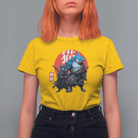 Samurai Cat Shark T Shirt For Women Retro Japanese Animal Warrior Art - Wonder Print Shop