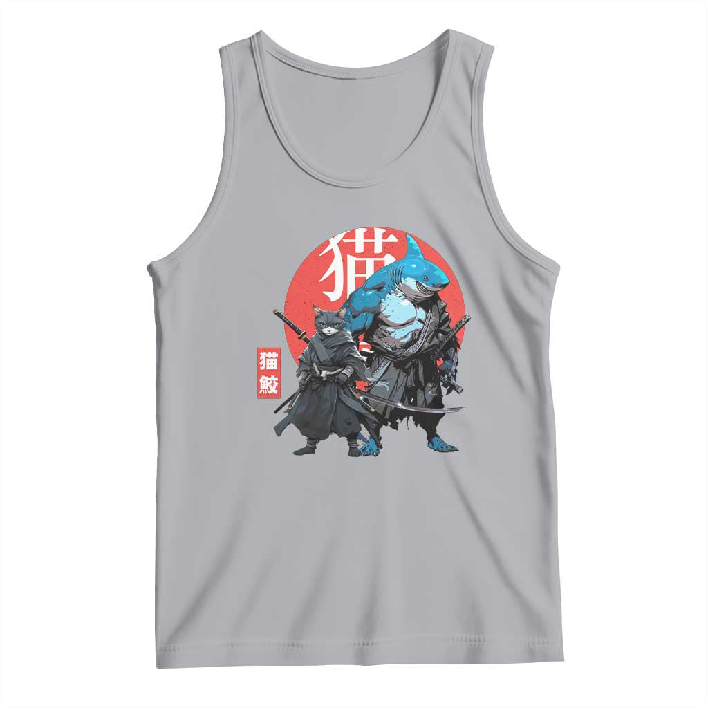 Samurai Cat Shark Tank Top Retro Japanese Animal Warrior Art - Wonder Print Shop