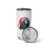 Samurai Cat Shark Tumbler Cup Retro Japanese Animal Warrior Art