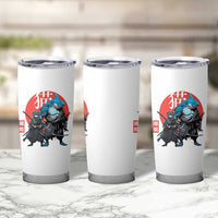 Samurai Cat Shark Tumbler Cup Retro Japanese Animal Warrior Art