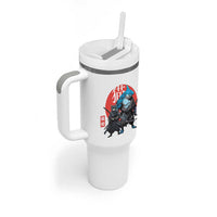 Samurai Cat Shark Tumbler With Handle Retro Japanese Animal Warrior Art