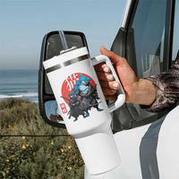 Samurai Cat Shark Tumbler With Handle Retro Japanese Animal Warrior Art