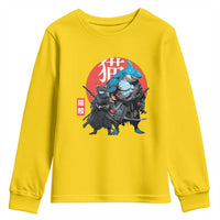 Samurai Cat Shark Youth Sweatshirt Retro Japanese Animal Warrior Art - Wonder Print Shop