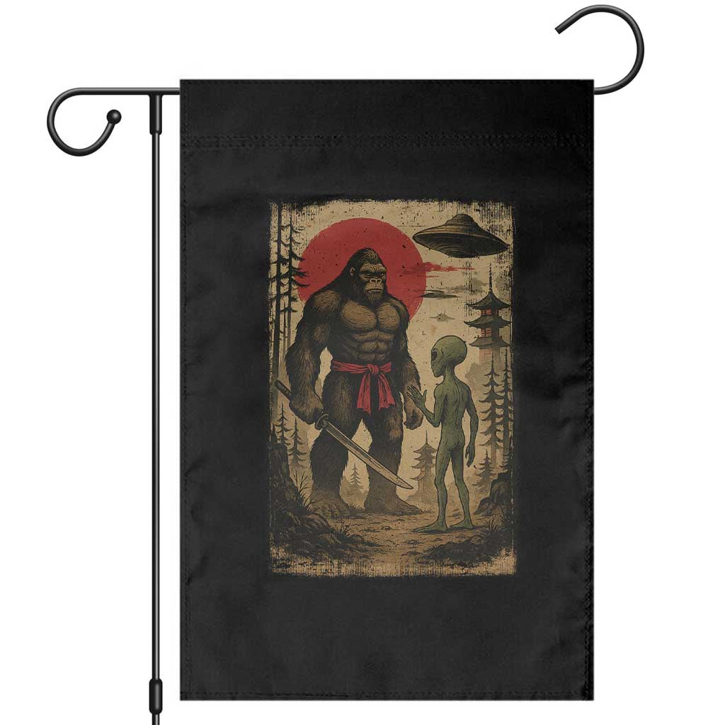 Samurai Bigfoot Japanese UFO Garden Flag Sasquatch Ailen Ukiyo-e - Wonder Print Shop