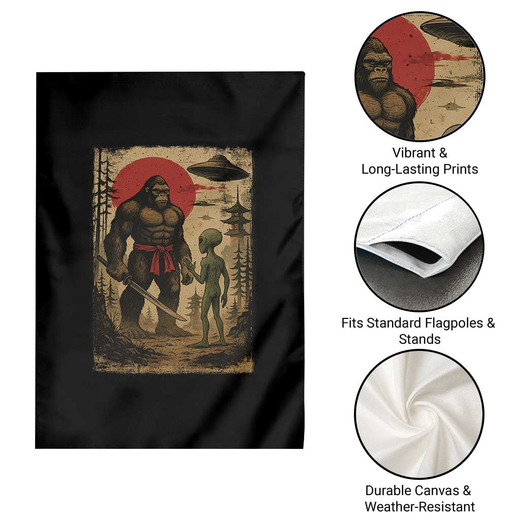 Samurai Bigfoot Japanese UFO Garden Flag Sasquatch Ailen Ukiyo-e - Wonder Print Shop