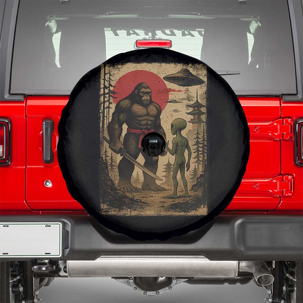 Samurai Bigfoot Japanese UFO Spare Tire Cover Sasquatch Ailen Ukiyo-e - Wonder Print Shop