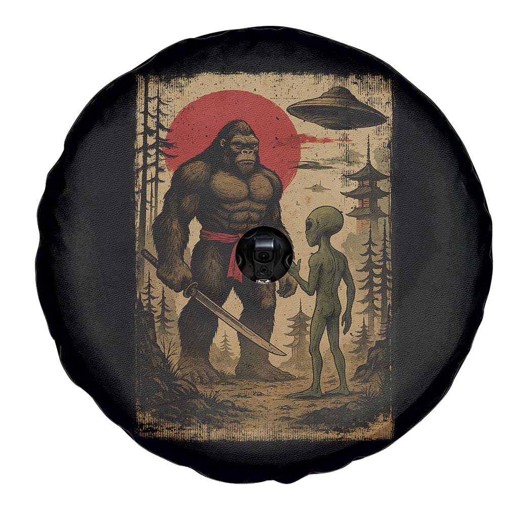 Samurai Bigfoot Japanese UFO Spare Tire Cover Sasquatch Ailen Ukiyo-e - Wonder Print Shop