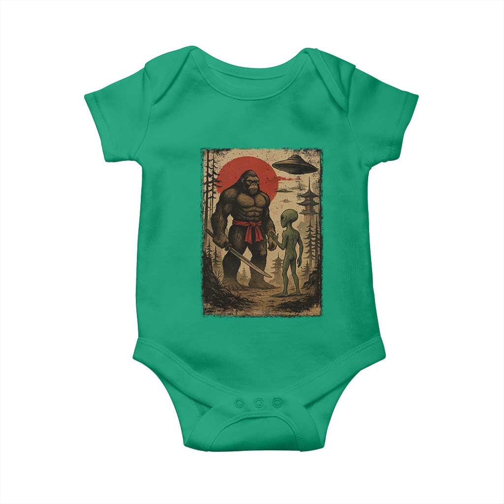 Samurai Bigfoot Japanese UFO Baby Onesie Sasquatch Ailen Ukiyo-e - Wonder Print Shop