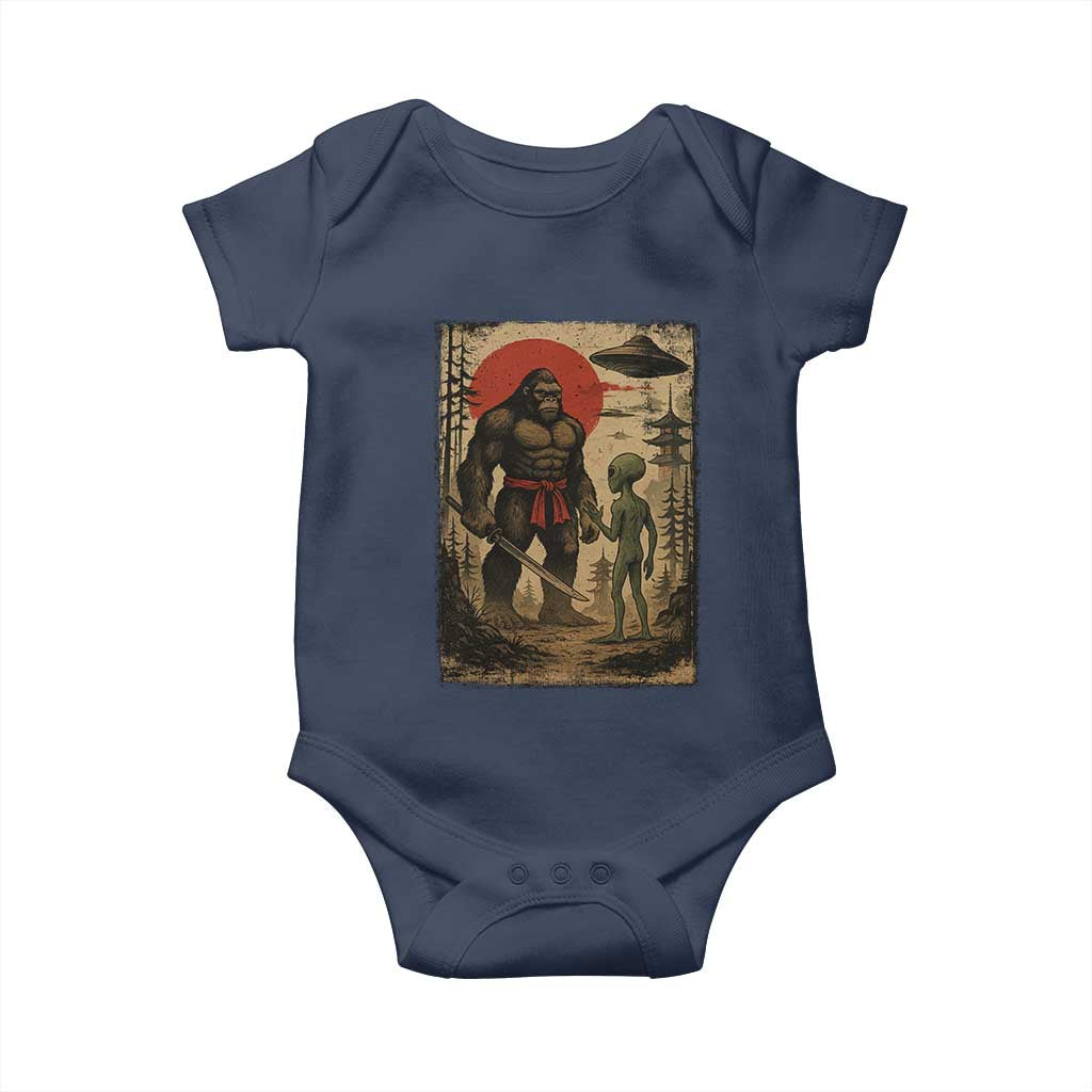 Samurai Bigfoot Japanese UFO Baby Onesie Sasquatch Ailen Ukiyo-e - Wonder Print Shop