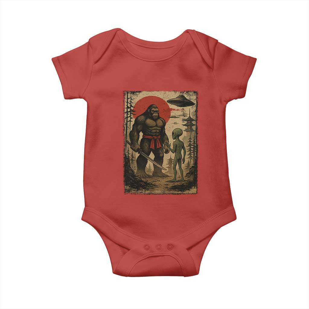 Samurai Bigfoot Japanese UFO Baby Onesie Sasquatch Ailen Ukiyo-e - Wonder Print Shop