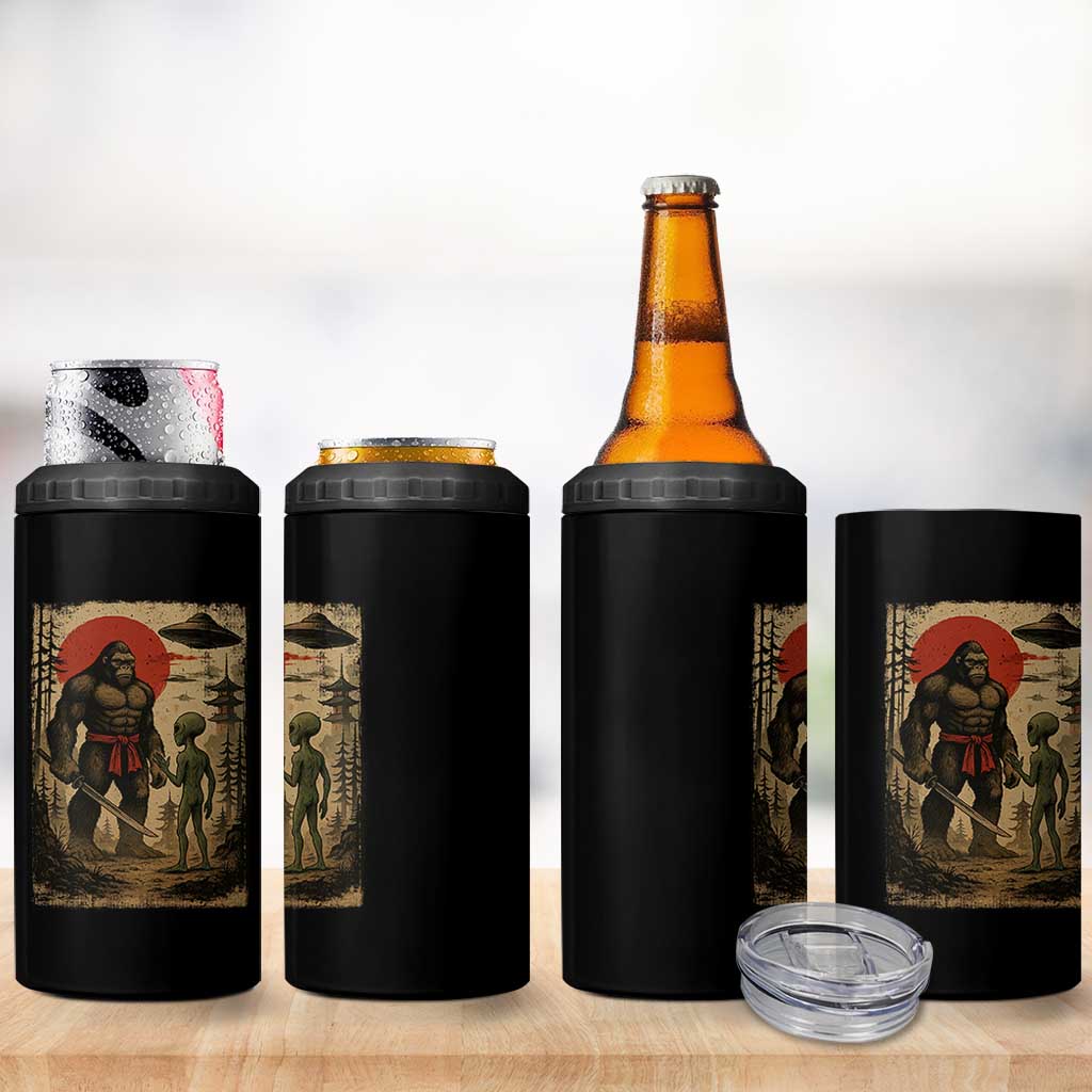 Samurai Bigfoot Japanese UFO 4 in 1 Can Cooler Tumbler Sasquatch Ailen Ukiyo-e - Wonder Print Shop