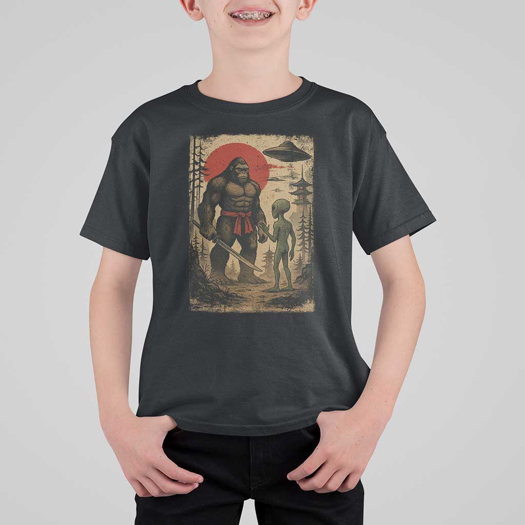 Samurai Bigfoot Japanese UFO T Shirt For Kid Sasquatch Ailen Ukiyo-e - Wonder Print Shop