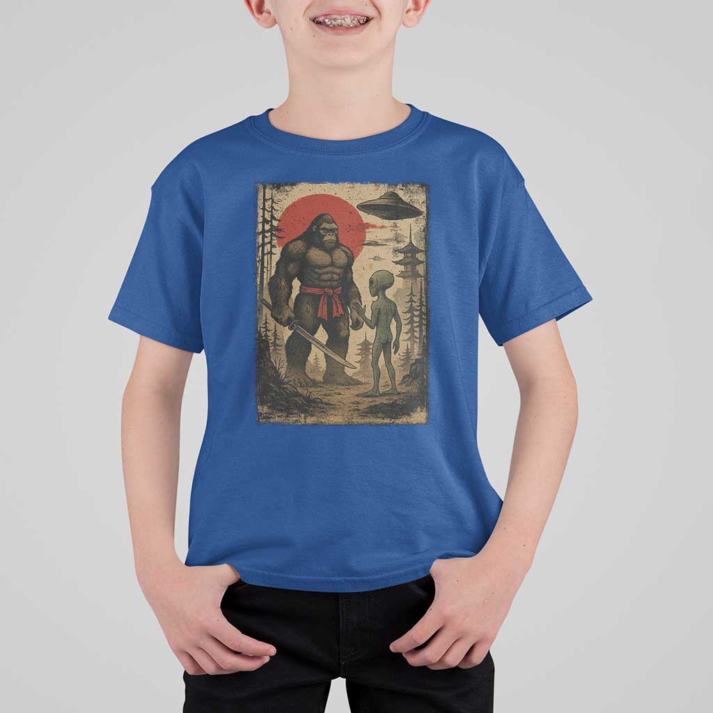 Samurai Bigfoot Japanese UFO T Shirt For Kid Sasquatch Ailen Ukiyo-e - Wonder Print Shop