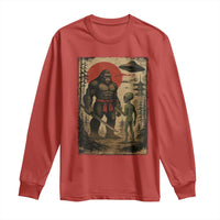 Samurai Bigfoot Japanese UFO Long Sleeve Shirt Sasquatch Ailen Ukiyo-e - Wonder Print Shop