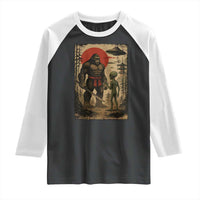 Samurai Bigfoot Japanese UFO Raglan Shirt Sasquatch Ailen Ukiyo-e - Wonder Print Shop