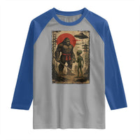 Samurai Bigfoot Japanese UFO Raglan Shirt Sasquatch Ailen Ukiyo-e - Wonder Print Shop