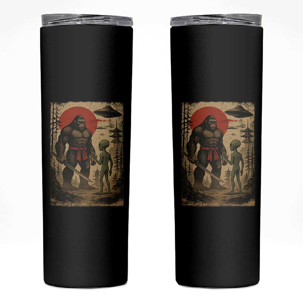 Samurai Bigfoot Japanese UFO Skinny Tumbler Sasquatch Ailen Ukiyo-e - Wonder Print Shop