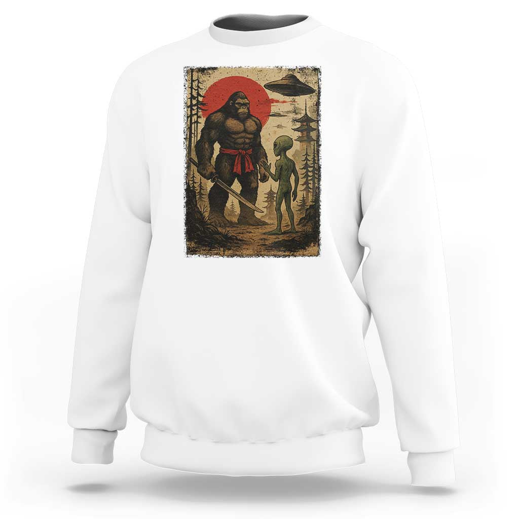 Samurai Bigfoot Japanese UFO Sweatshirt Sasquatch Ailen Ukiyo-e - Wonder Print Shop
