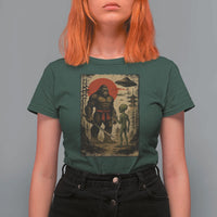 Samurai Bigfoot Japanese UFO T Shirt For Women Sasquatch Ailen Ukiyo-e - Wonder Print Shop