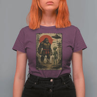 Samurai Bigfoot Japanese UFO T Shirt For Women Sasquatch Ailen Ukiyo-e - Wonder Print Shop