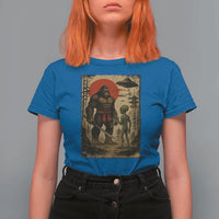 Samurai Bigfoot Japanese UFO T Shirt For Women Sasquatch Ailen Ukiyo-e - Wonder Print Shop