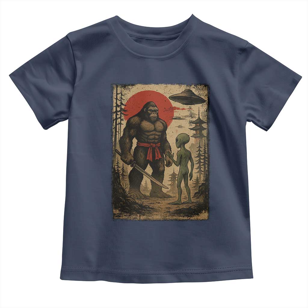 Samurai Bigfoot Japanese UFO Toddler T Shirt Sasquatch Ailen Ukiyo-e - Wonder Print Shop