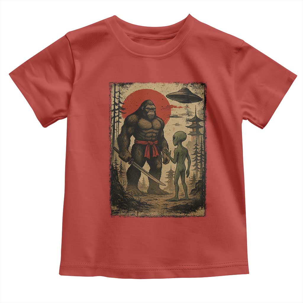 Samurai Bigfoot Japanese UFO Toddler T Shirt Sasquatch Ailen Ukiyo-e - Wonder Print Shop