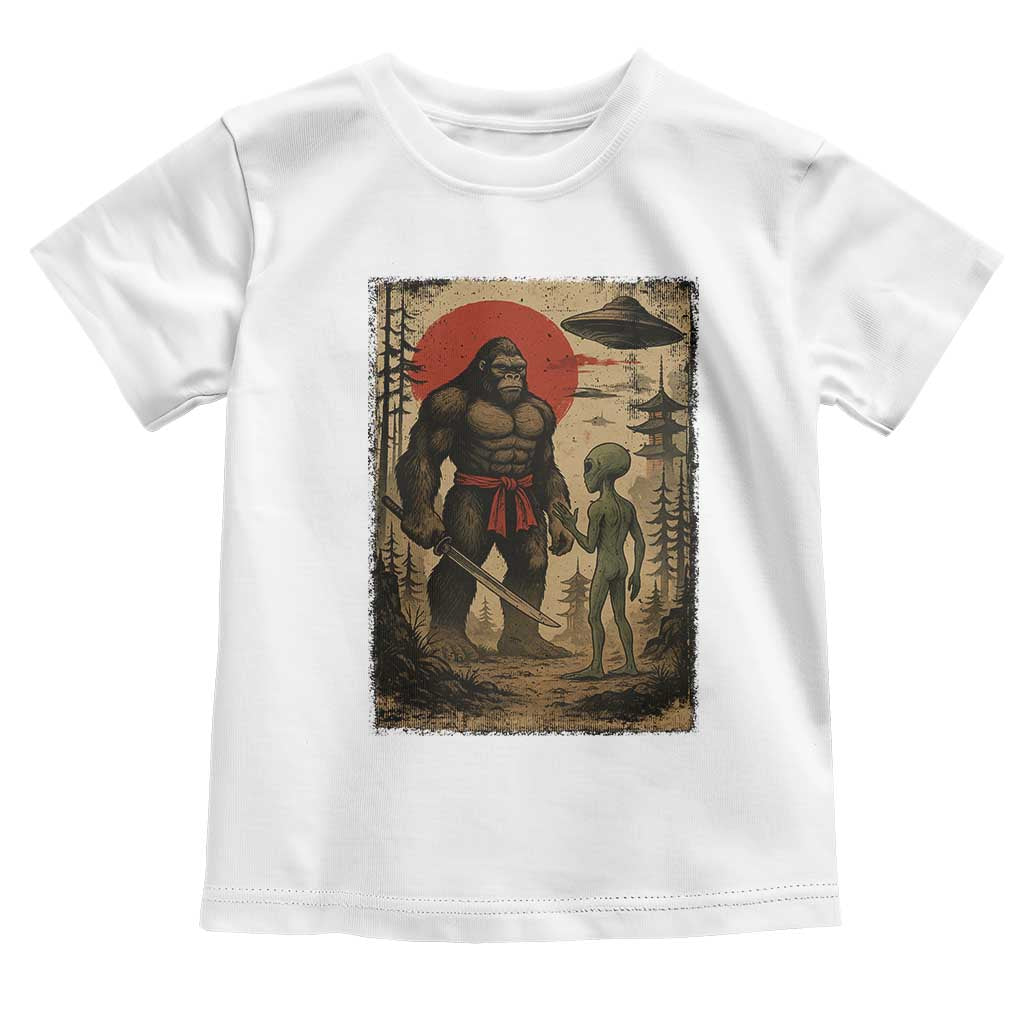 Samurai Bigfoot Japanese UFO Toddler T Shirt Sasquatch Ailen Ukiyo-e - Wonder Print Shop