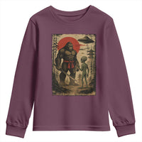 Samurai Bigfoot Japanese UFO Youth Sweatshirt Sasquatch Ailen Ukiyo-e - Wonder Print Shop