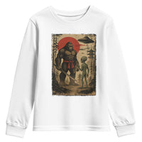 Samurai Bigfoot Japanese UFO Youth Sweatshirt Sasquatch Ailen Ukiyo-e - Wonder Print Shop