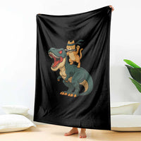 Ninja Cat Riding Dinosaur Throw Blanket - Wonder Print Shop