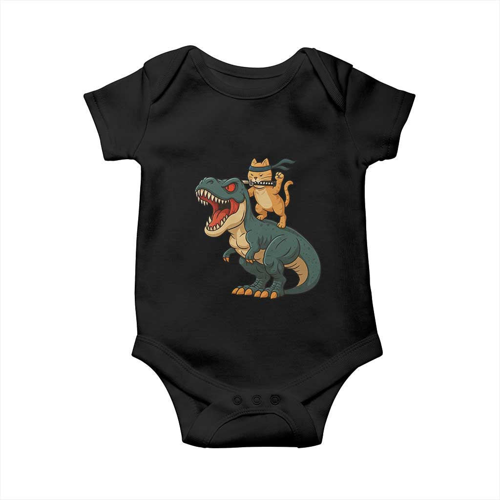 Ninja Cat Riding Dinosaur Baby Onesie - Wonder Print Shop