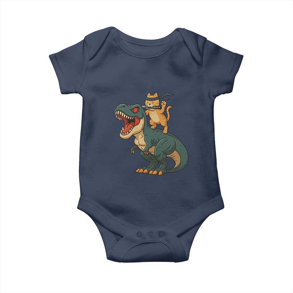 Ninja Cat Riding Dinosaur Baby Onesie - Wonder Print Shop