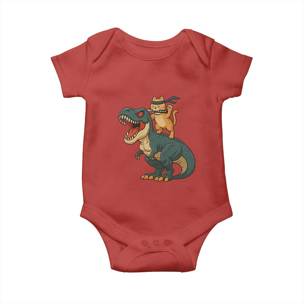 Ninja Cat Riding Dinosaur Baby Onesie - Wonder Print Shop