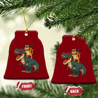 Ninja Cat Riding Dinosaur Ceramic Ornament - undefined