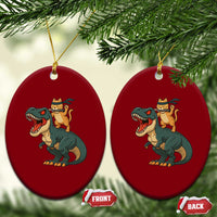 Ninja Cat Riding Dinosaur Ceramic Ornament - undefined