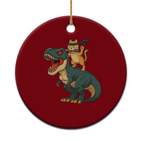 Ninja Cat Riding Dinosaur Ceramic Ornament - undefined