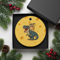Ninja Cat Riding Dinosaur Ceramic Ornament - undefined