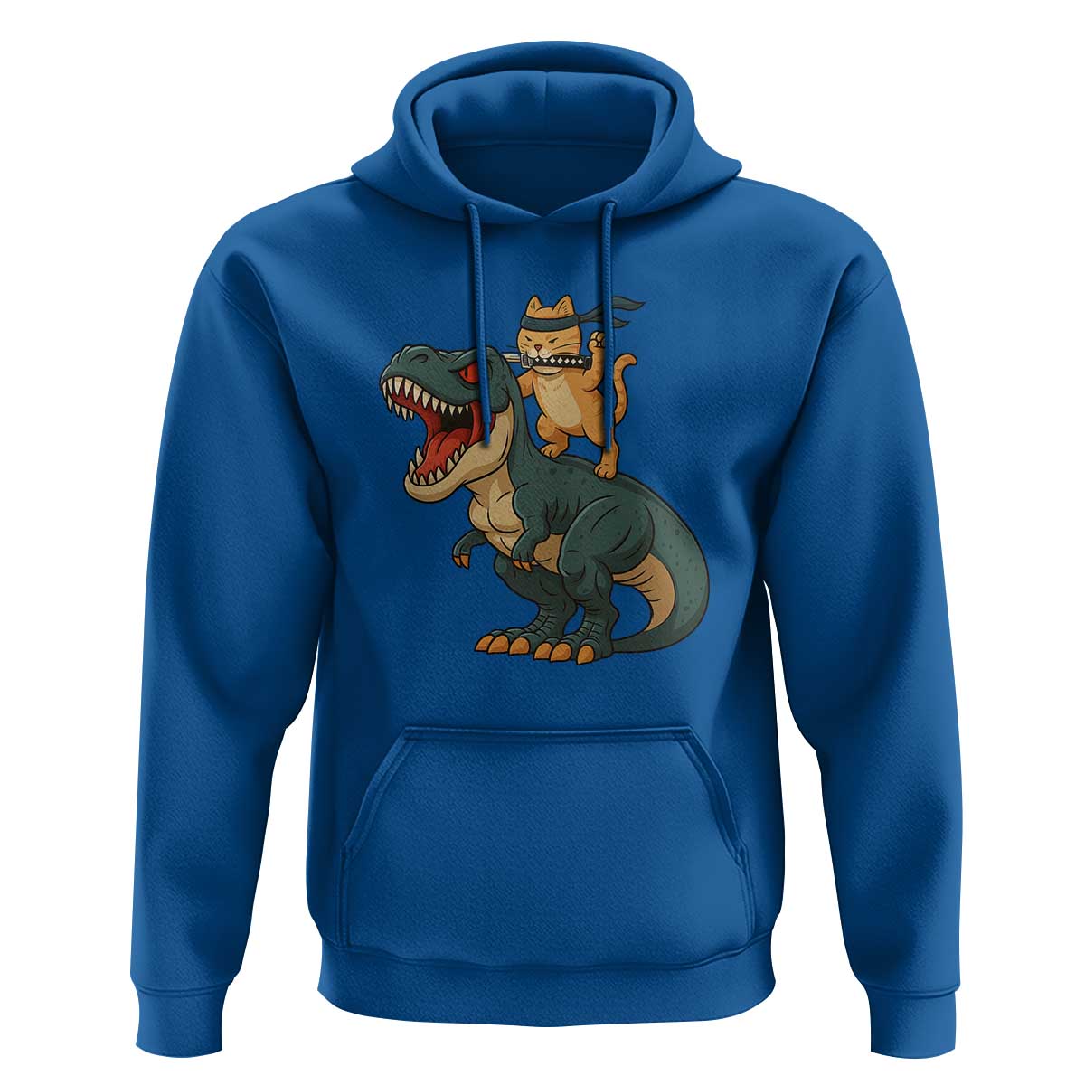 Ninja Cat Riding Dinosaur Hoodie - Wonder Print Shop